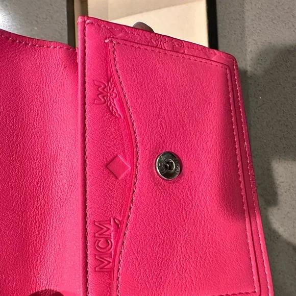 MCM Hot Pink Envelope Clutch with Silver-Tone Logo Accent - Picture 4 of 7